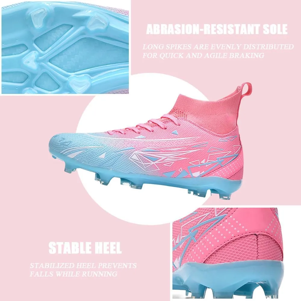 Women's Breathable Futsal Cleats for Training - High Top AG Soccer Shoes for Outdoor - Mens Athletic Football Sneakers