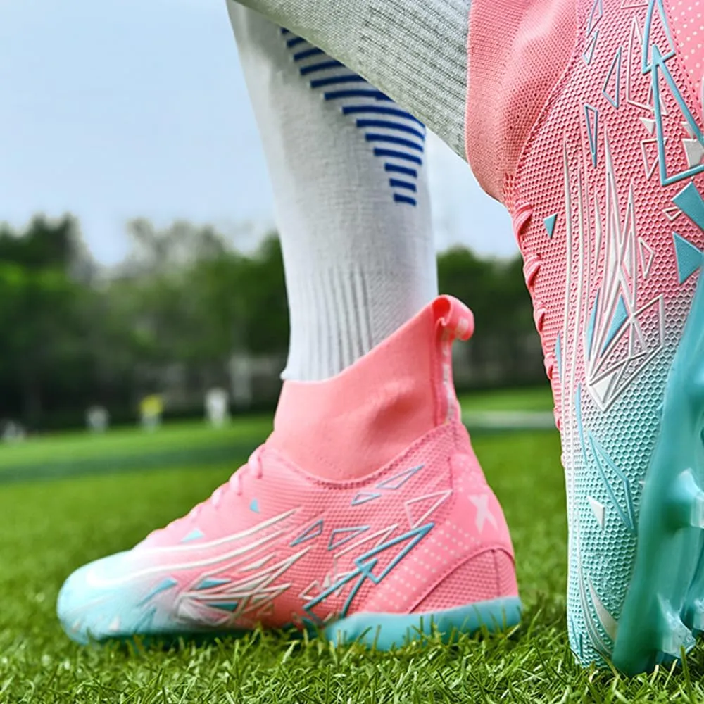 Women's Breathable Futsal Cleats for Training - High Top AG Soccer Shoes for Outdoor - Mens Athletic Football Sneakers