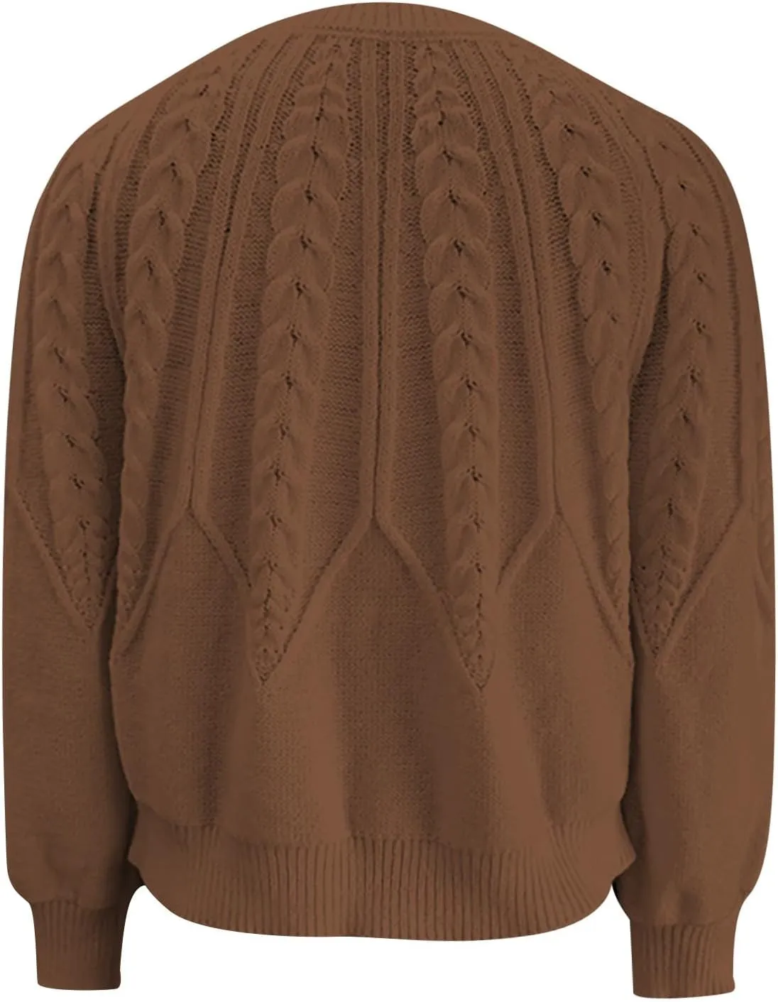 Women's Cable Knit Sweater Casual Lantern Sleeve Crew Neck Pullover Sweaters Fall Chunky Tops Winter Clothes
