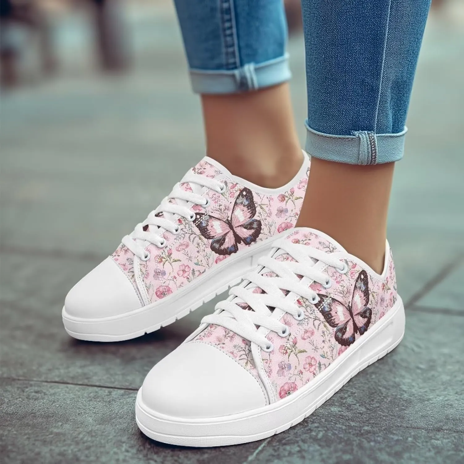 Womens Canvas Sneaker Lace Up Low Top Shoe for Hiking Running Walking Slip On Non Slip Casual Shoes