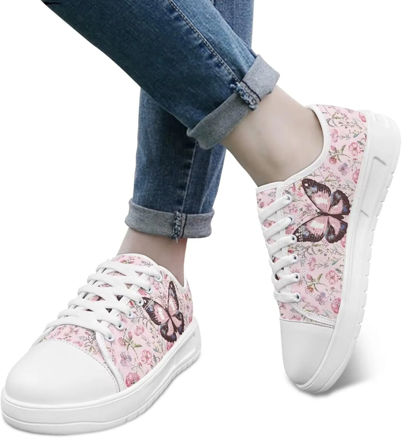 Womens Canvas Sneaker Lace Up Low Top Shoe for Hiking Running Walking Slip On Non Slip Casual Shoes