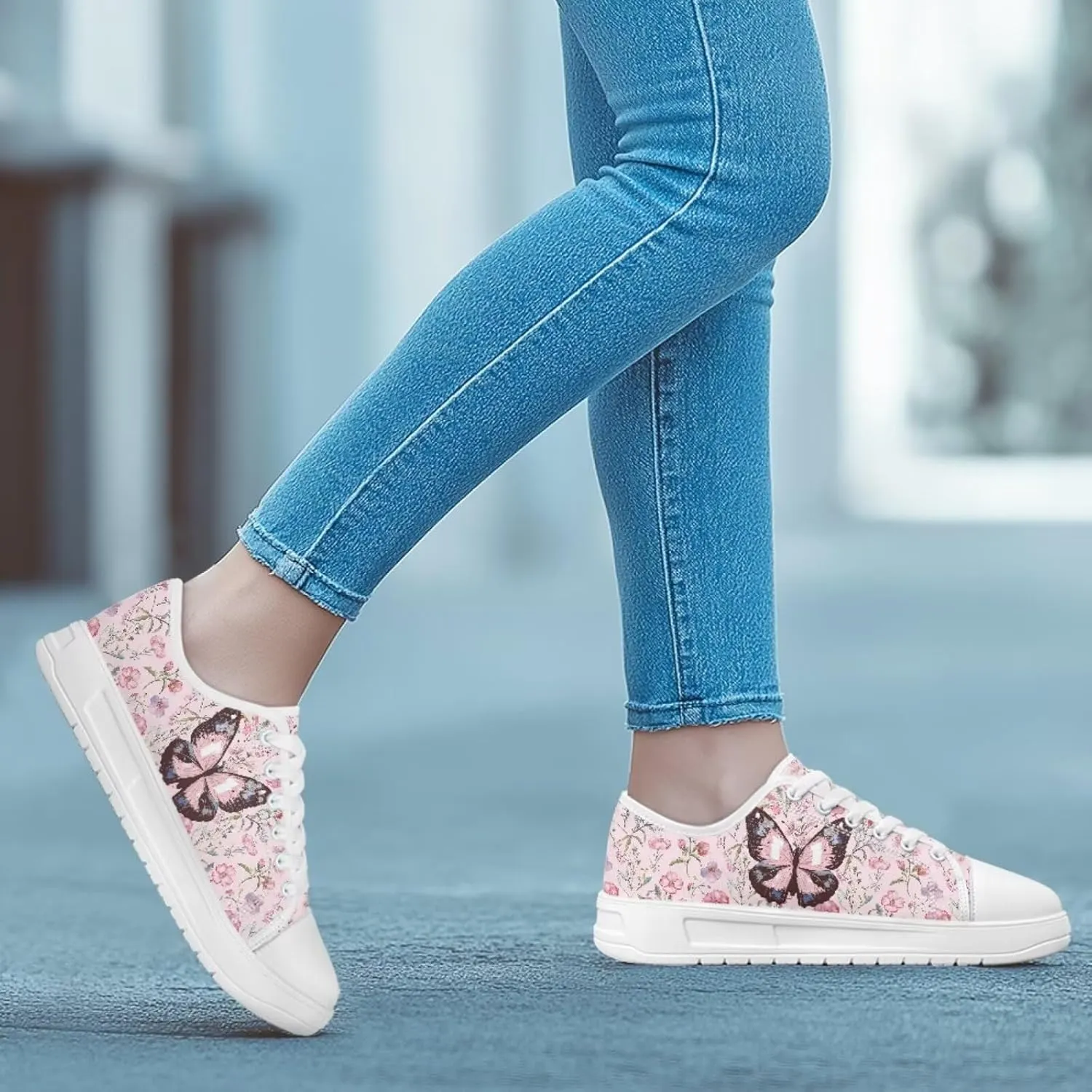 Womens Canvas Sneaker Lace Up Low Top Shoe for Hiking Running Walking Slip On Non Slip Casual Shoes