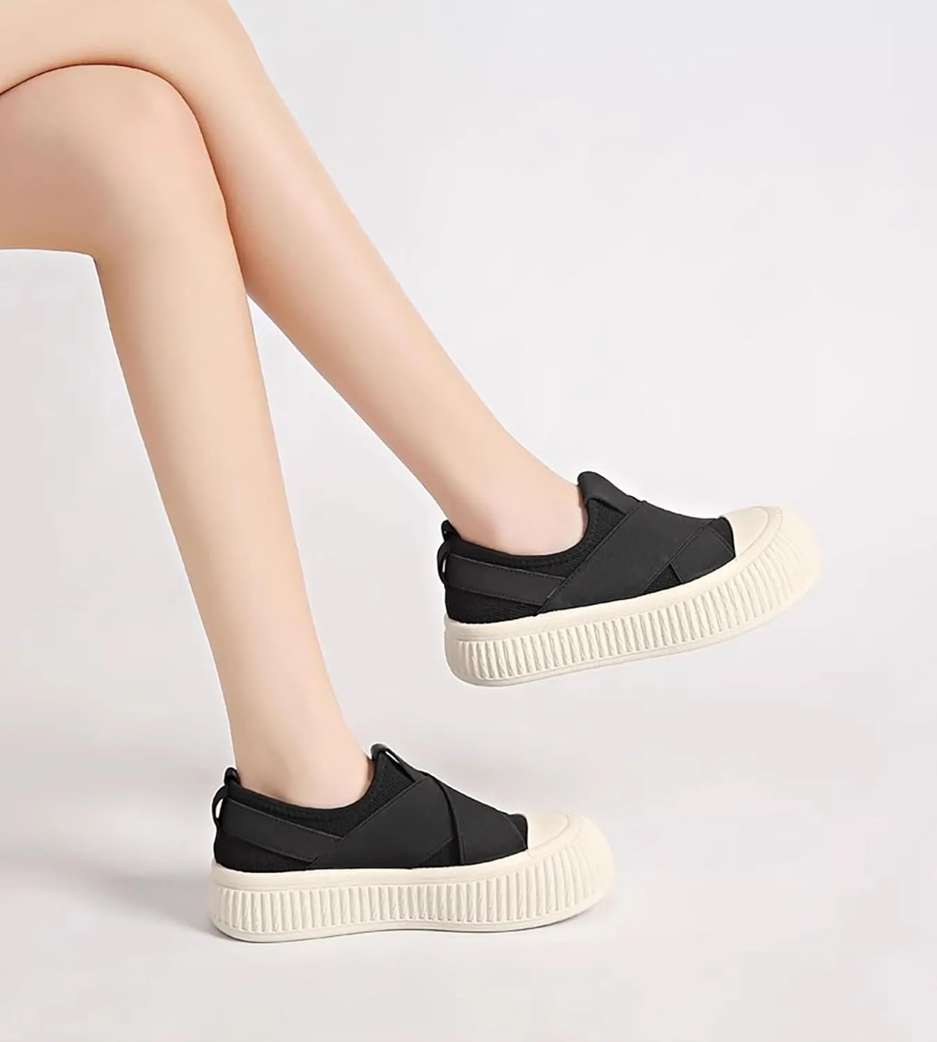Women's Canvas Sneakers Canvas Flat Shoes Cloud Slip Shoes Running Shoes Thick Bottom Mesh Shoes Muffin Shoes Biscuit Shoes