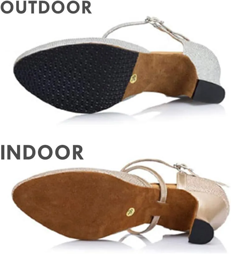 Women's Cross Strap Closed-Toe Buckle Ballroom Latin Dance Shoes Ladies White Dance Shoes Salsa Dancing Heels Wedding Ankle Strap Heels