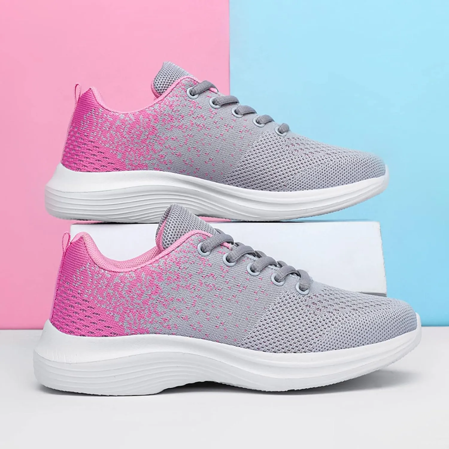 Women's Fashion Sneaker Shoes Breathable Mesh Trail Running Shoes Non-Slip Lace-Up Training Sport Shoes Lightweight Outdoor Workout Shoes for Indoor Outdoor Gym