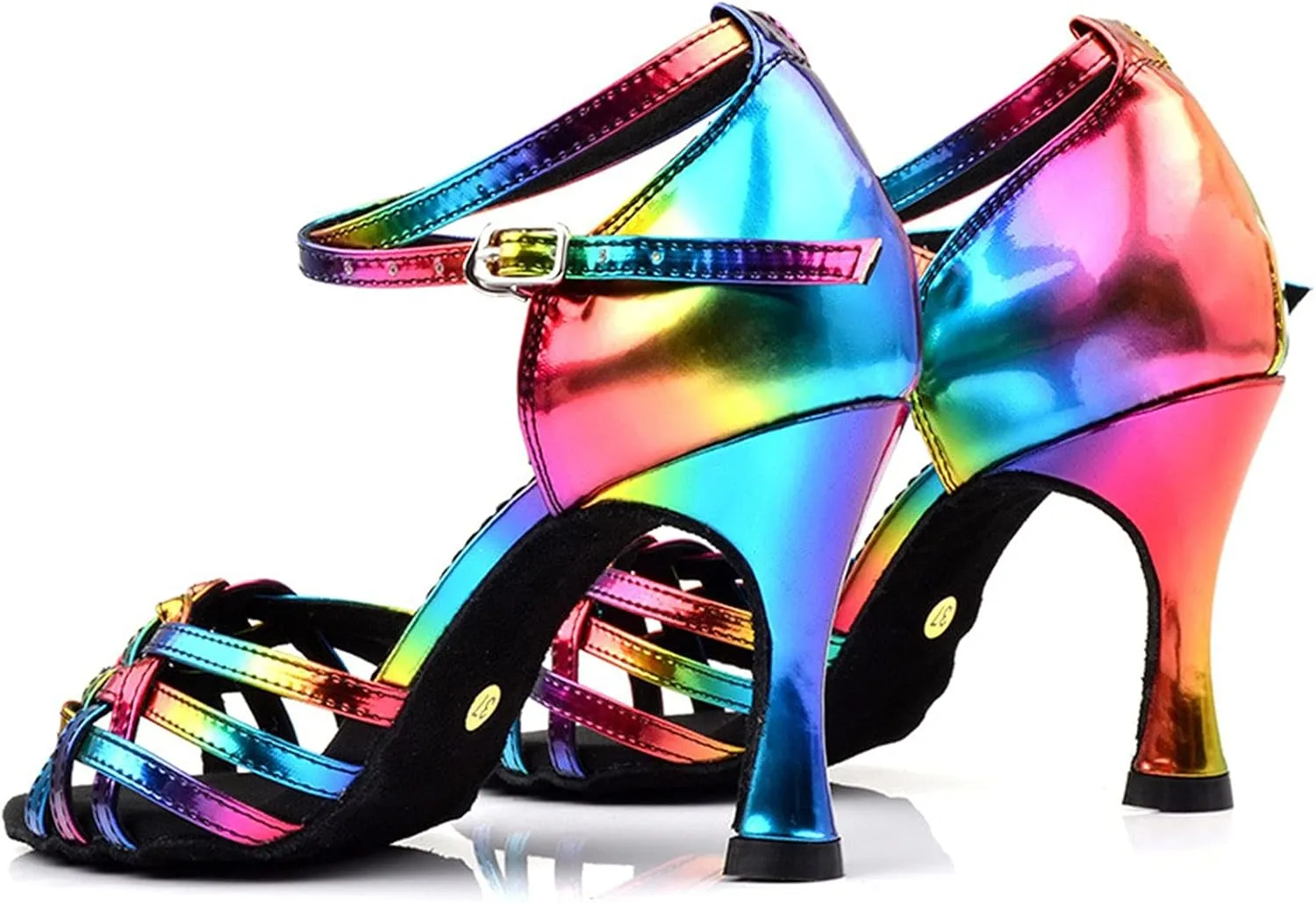 Women's Heel Height Dancing Shoes, with Colourful Latin Dance Shoes, Suede Sole (Color : Blue 10cm, Size : 4.5)