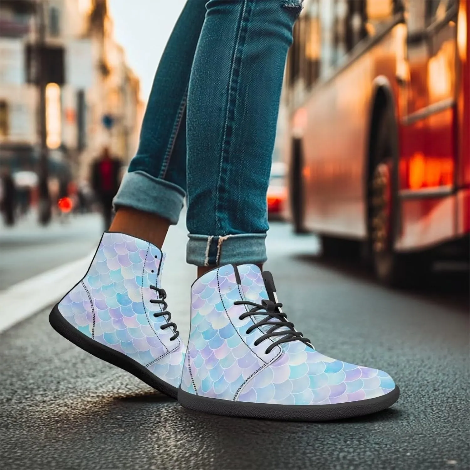Women's High Top Zero Drop Barefoot Shoes | Wide Width Fashion Sneaker | Non-Slip Minimalist Workout Running Sneaker US 6-13.5