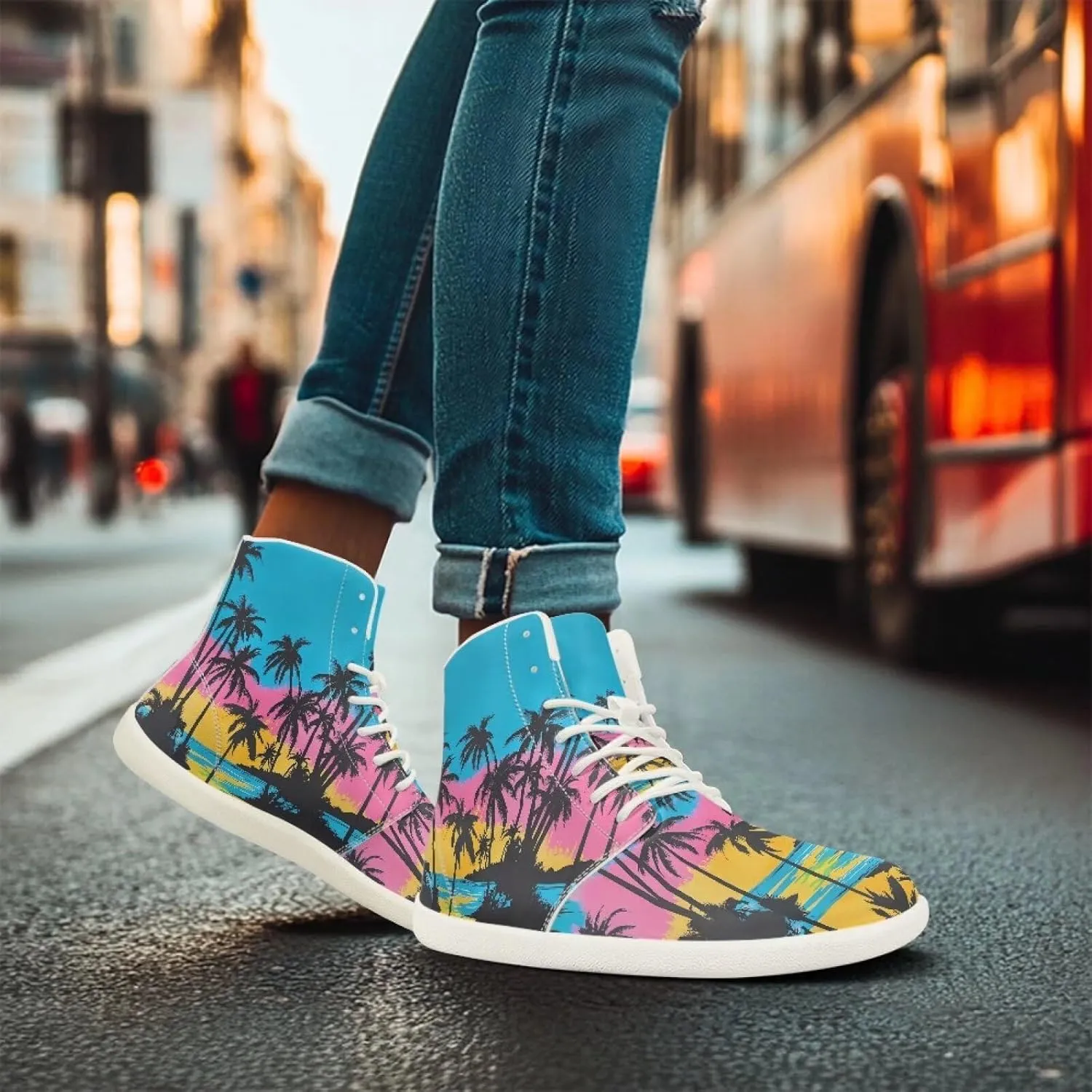 Women's High Top Zero Drop Sole | Wide Width Fashion Sneaker Fashion Non-Slip Workout Running Waterproof Barefoot Shoes US 6-13.5