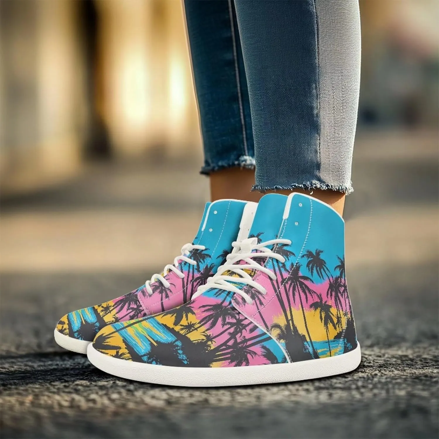 Women's High Top Zero Drop Sole | Wide Width Fashion Sneaker Fashion Non-Slip Workout Running Waterproof Barefoot Shoes US 6-13.5