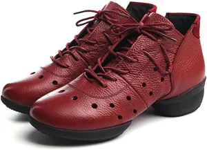 Women's Jazz Boots Modern Dance Shoes for Women Lace Up Ballroom Dancing Footwear with Split Sole