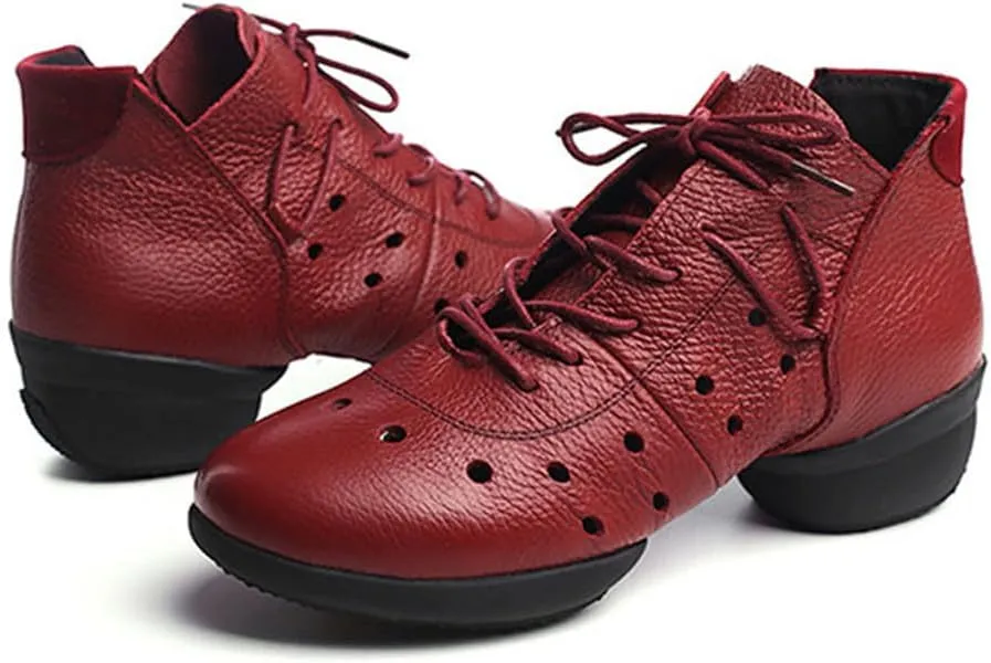 Women's Jazz Boots Modern Dance Shoes for Women Lace Up Ballroom Dancing Footwear with Split Sole