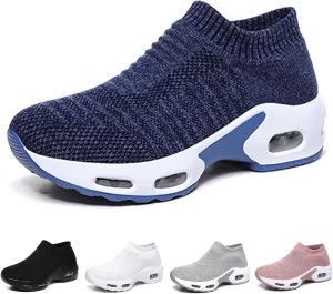 Women's Knit Orthopedic Sock Sneakers Lightweight Breathe Mesh Slip-On Air Cushion Sole Daily Nursing Work Walking Shoes