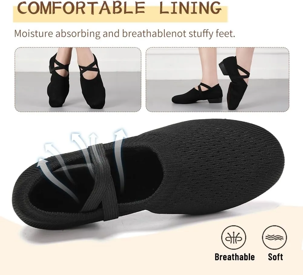 Women's Latin Dance Practice Shoes Standard Ballroom Social Salsa Dancing Shoes with 1" Low Heel