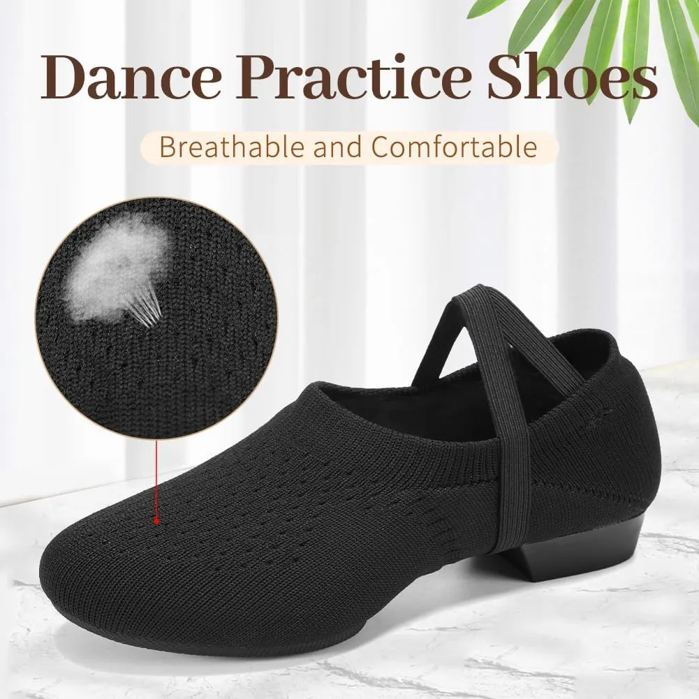 Women's Latin Dance Practice Shoes Standard Ballroom Social Salsa Dancing Shoes with 1" Low Heel