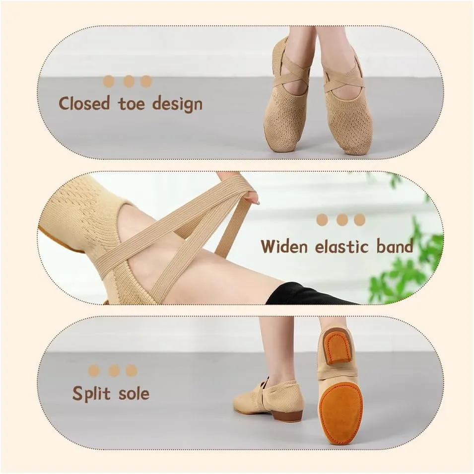 Women's Latin Dance Practice Shoes Standard Ballroom Social Salsa Dancing Shoes with 1" Low Heel