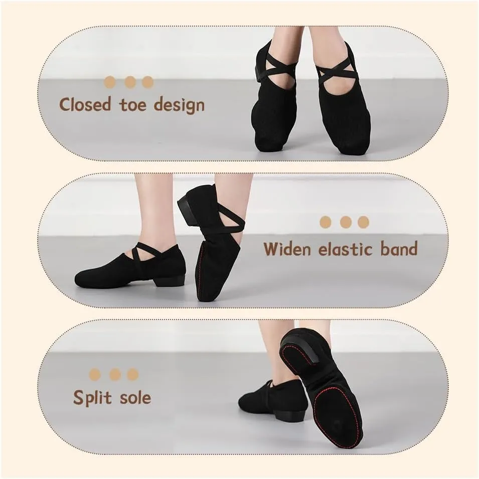 Women's Latin Dance Practice Shoes Standard Ballroom Social Salsa Dancing Shoes with 1" Low Heel