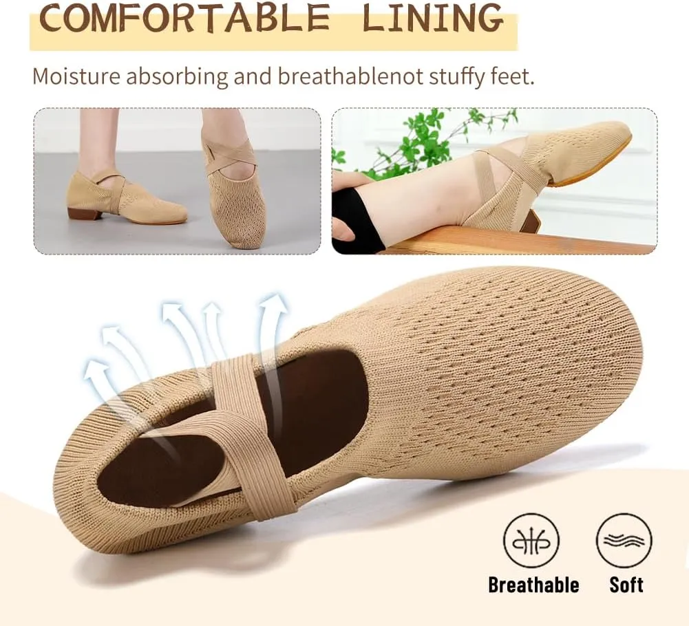 Women's Latin Dance Practice Shoes Standard Ballroom Social Salsa Dancing Shoes with 1" Low Heel