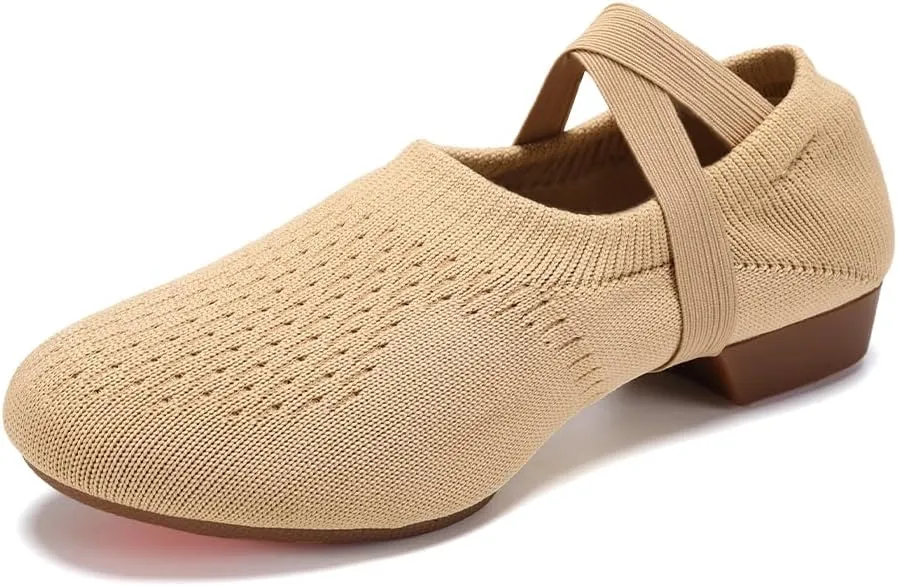 Women's Latin Dance Practice Shoes Standard Ballroom Social Salsa Dancing Shoes with 1" Low Heel