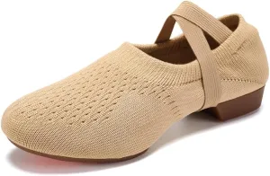 Women's Latin Dance Practice Shoes Standard Ballroom Social Salsa Dancing Shoes with 1" Low Heel