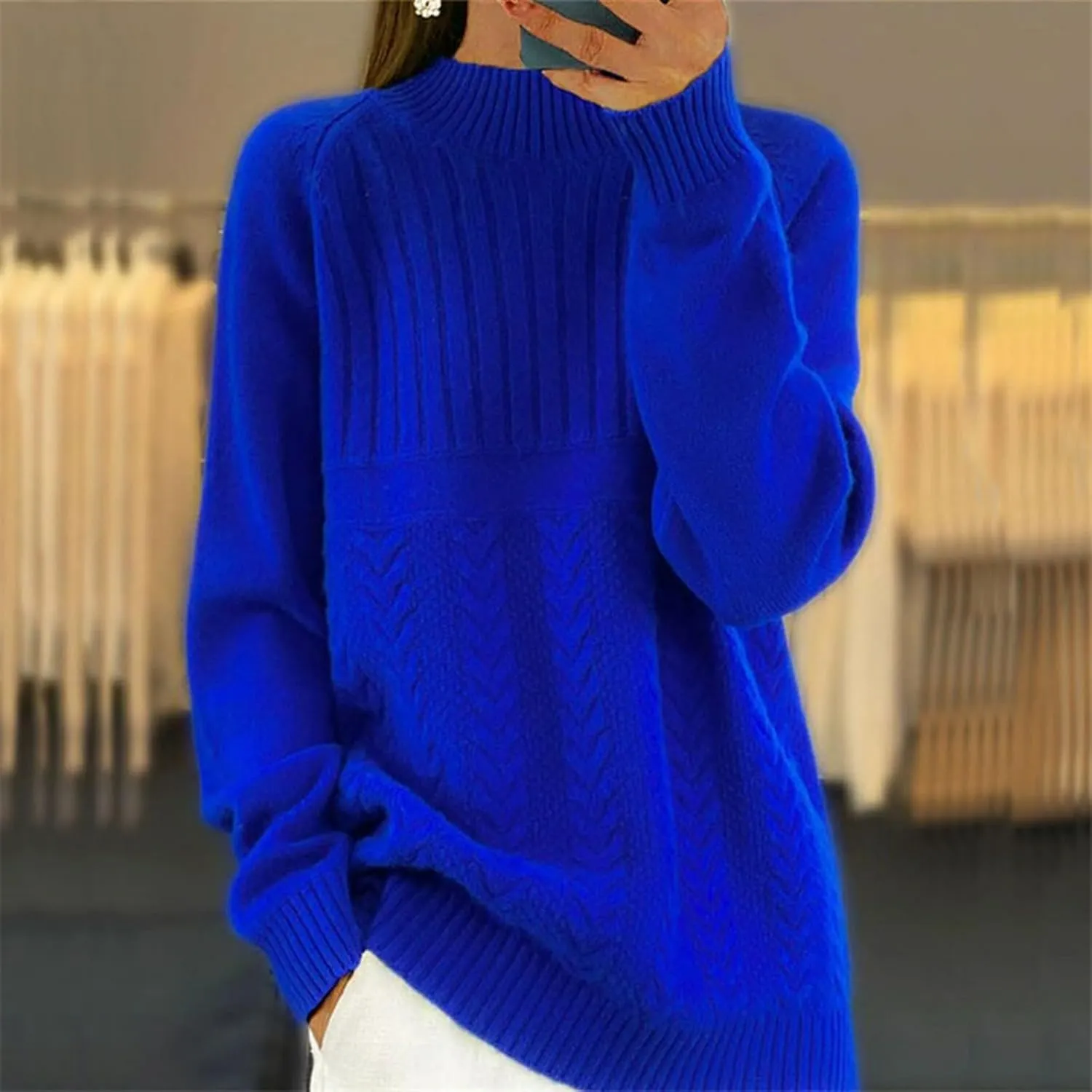 Women's Long Sleeve Soft Sweaters Crew Neck Elegant Pullovers Comfortable Loose Casual Sweater
