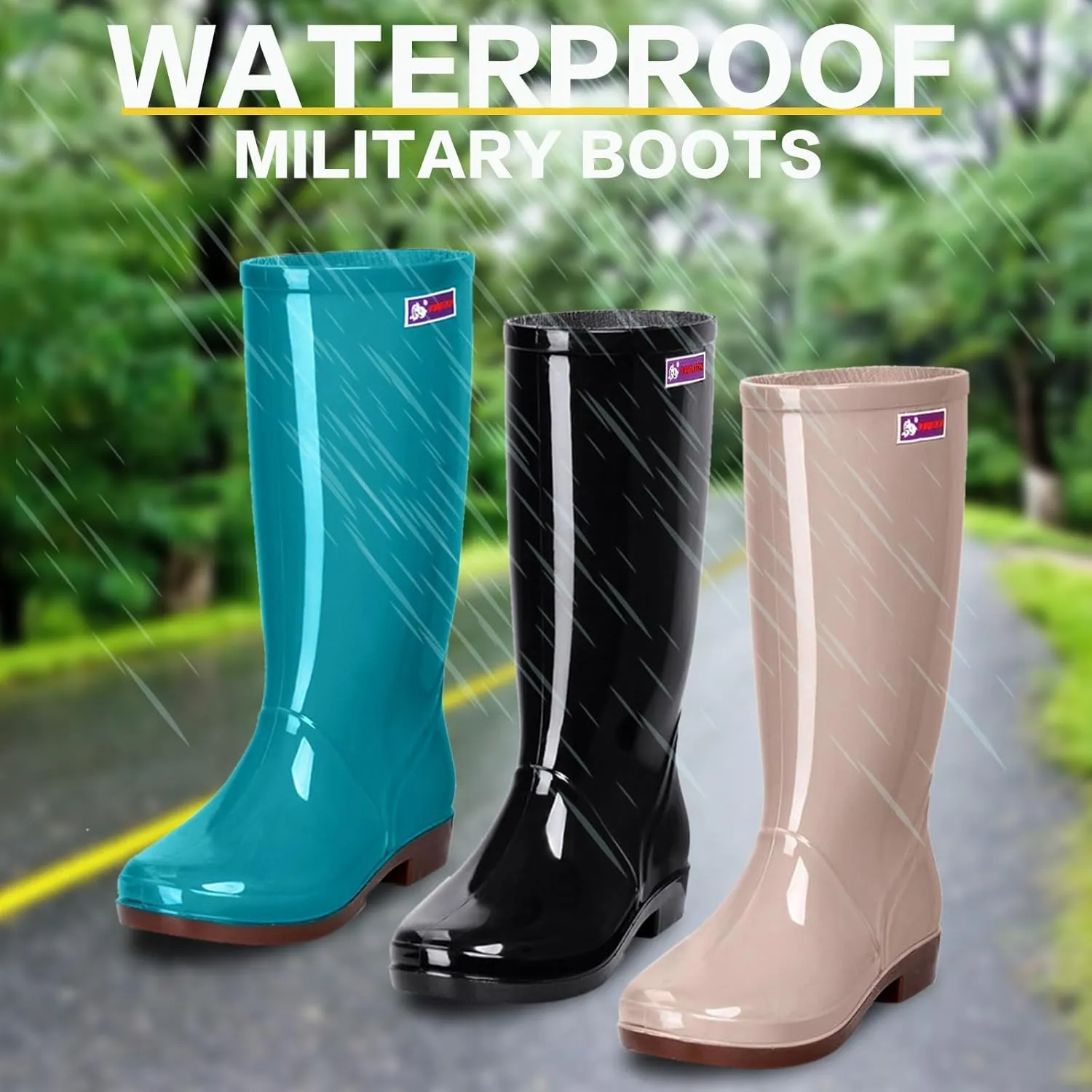 Women's Mid Calf Rain Boots Waterproof Lightweight Garden Shoes Women Outdoor Work Boot for Hunting Farming Gardening