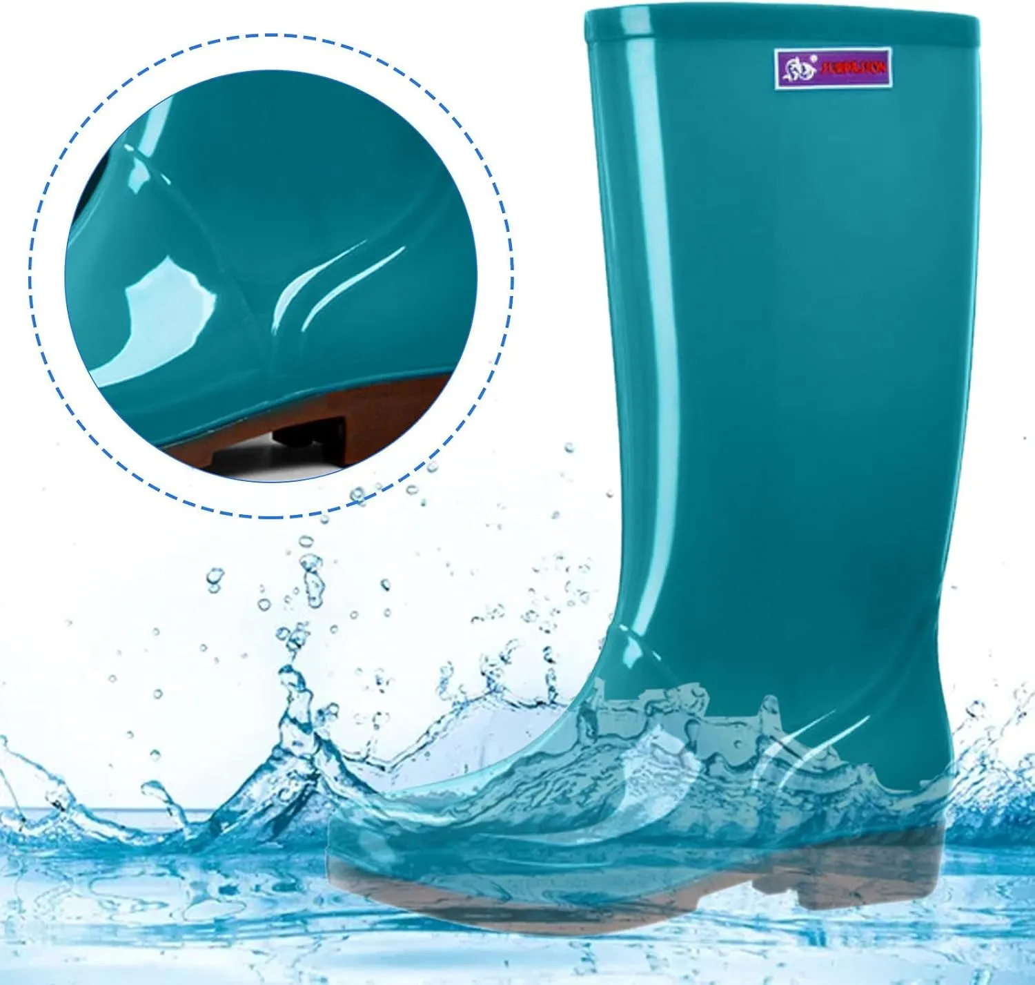 Women's Mid Calf Rain Boots Waterproof Lightweight Garden Shoes Women Outdoor Work Boot for Hunting Farming Gardening