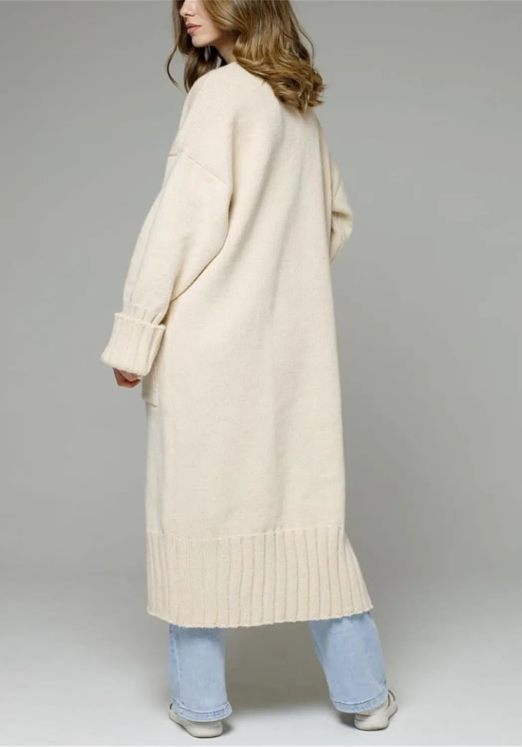 Women's Open Front Cardigan Sweaters Long Sleeves Cable Knit Sweaters Coats Outerwear with Pockets