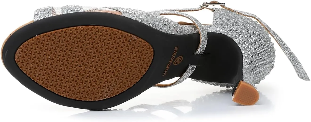 Women's Open Toe Latin Ballroom Dance Shoes Rumba Party Wedding Tango Dance Sandals QRX2203