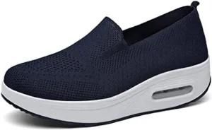 Women's Orthopedic Anti-Slip Sneakers,Summer Wedge Air Cushion Breathable Mesh Slip On Walking Shoes,Casual Wedge Sneakers.