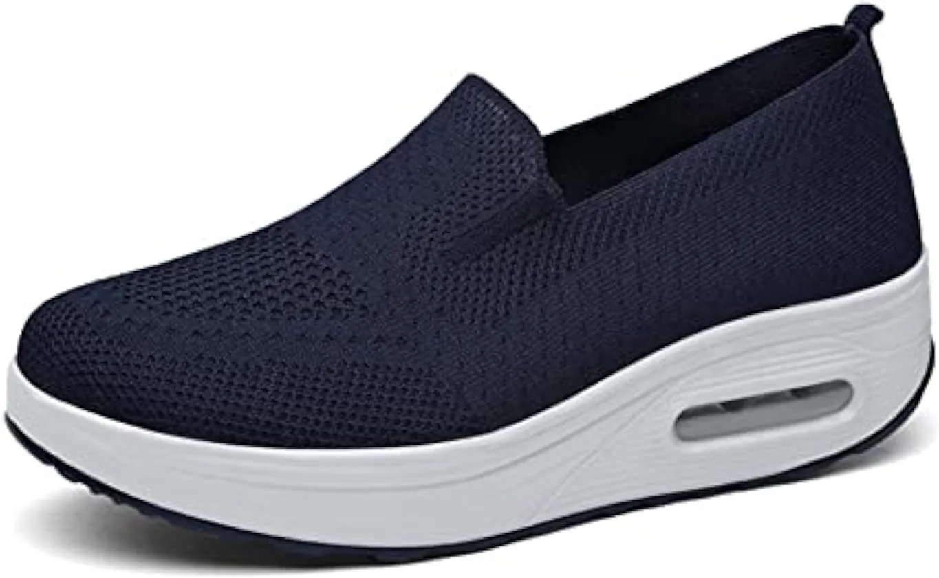 Women's Orthopedic Anti-Slip Sneakers,Summer Wedge Air Cushion Breathable Mesh Slip On Walking Shoes,Casual Wedge Sneakers.