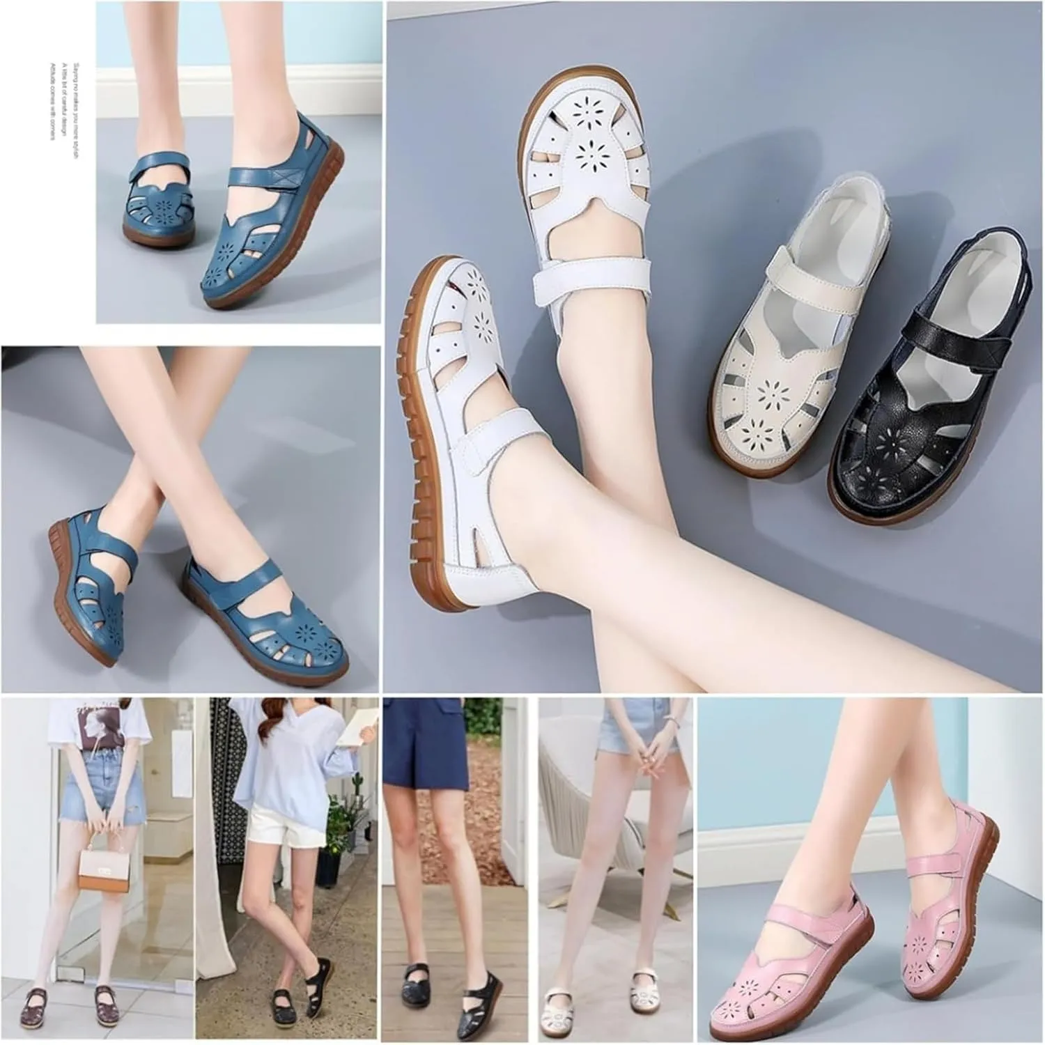 Women's Orthopedic Loafers in Breathable Leather,Driving Moccasins Women Adjustable Orthopedic Dress Shoes for Women Mary Jane Loafers