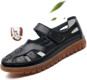 Women's Orthopedic Loafers in Breathable Leather,Driving Moccasins Women Adjustable Orthopedic Dress Shoes for Women Mary Jane Loafers