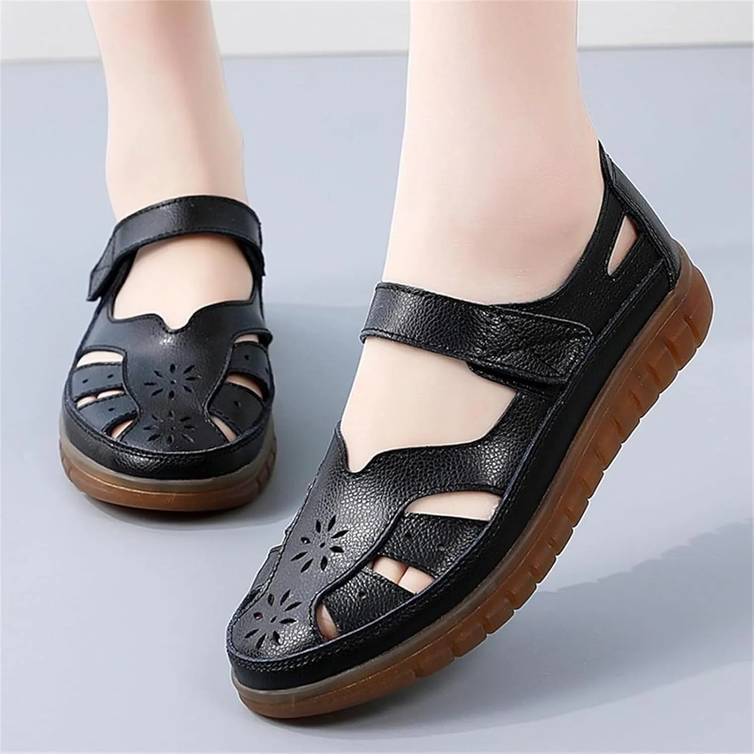 Women's Orthopedic Loafers in Breathable Leather,Driving Moccasins Women Adjustable Orthopedic Dress Shoes for Women Mary Jane Loafers