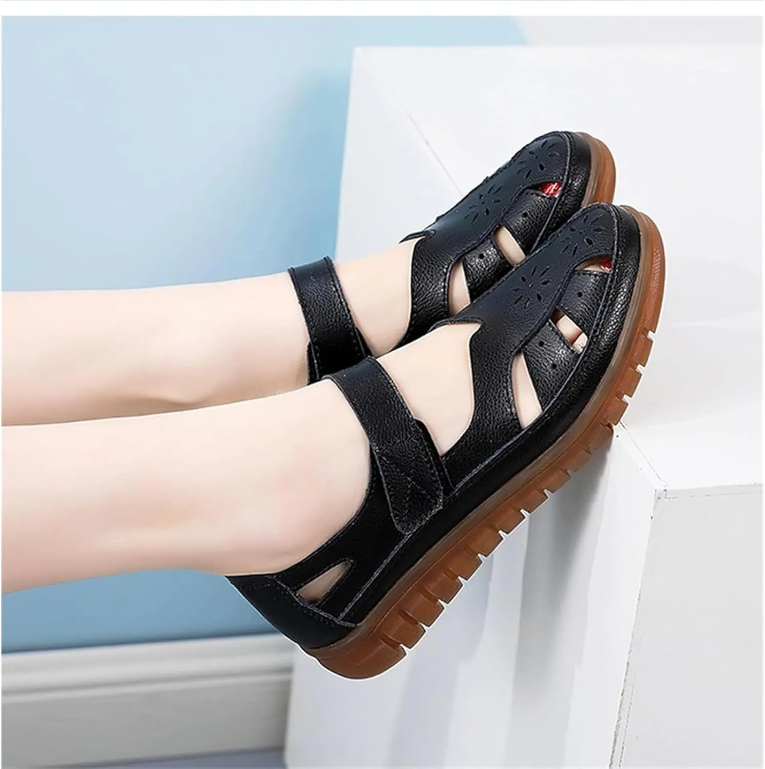 Women's Orthopedic Loafers in Breathable Leather,Driving Moccasins Women Adjustable Orthopedic Dress Shoes for Women Mary Jane Loafers