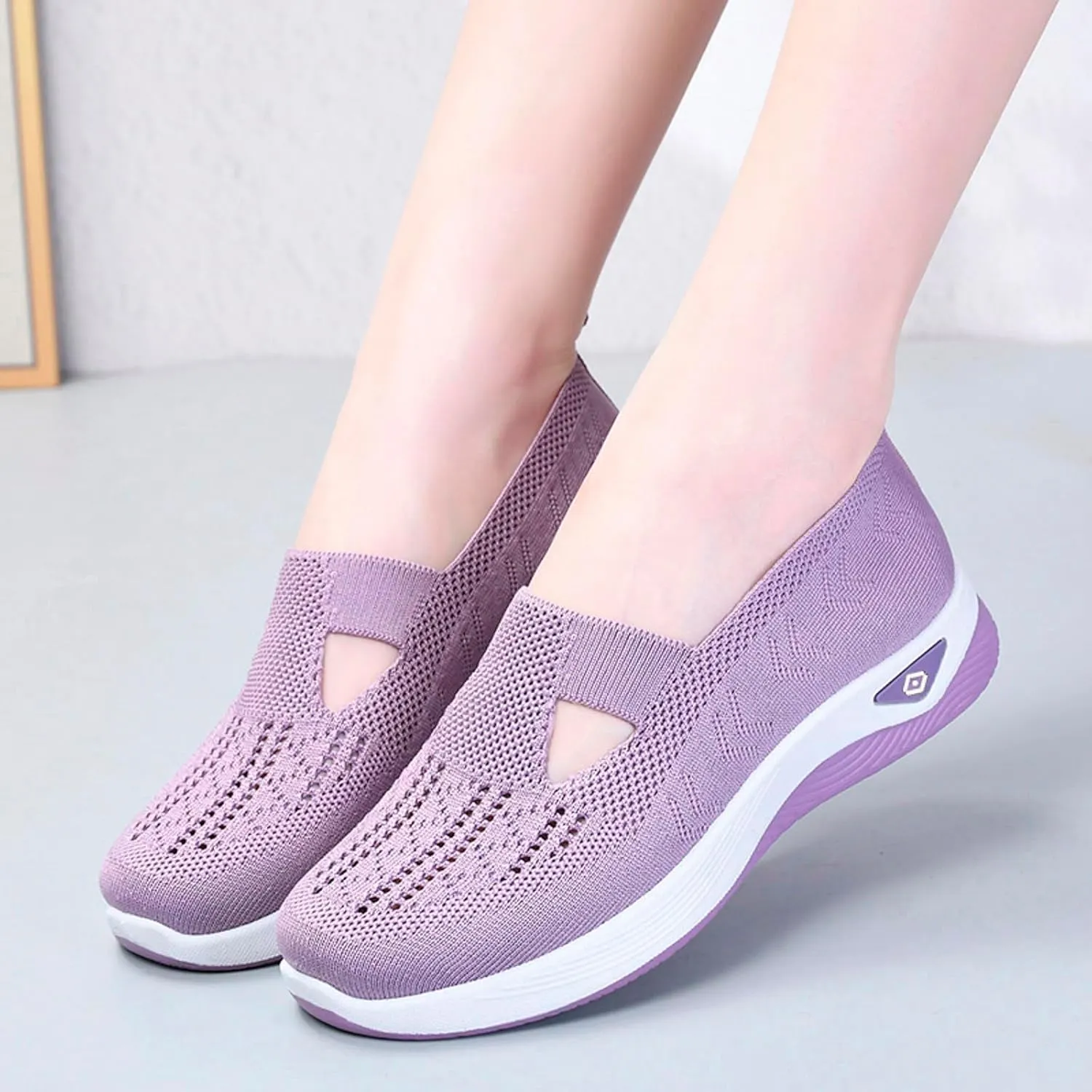 Women's Orthopedic Shoes Woven Wide Arch Support Slip-On Orthowalk Sneakers Casual Breathable Soft Anti-Skid Sports Footwear