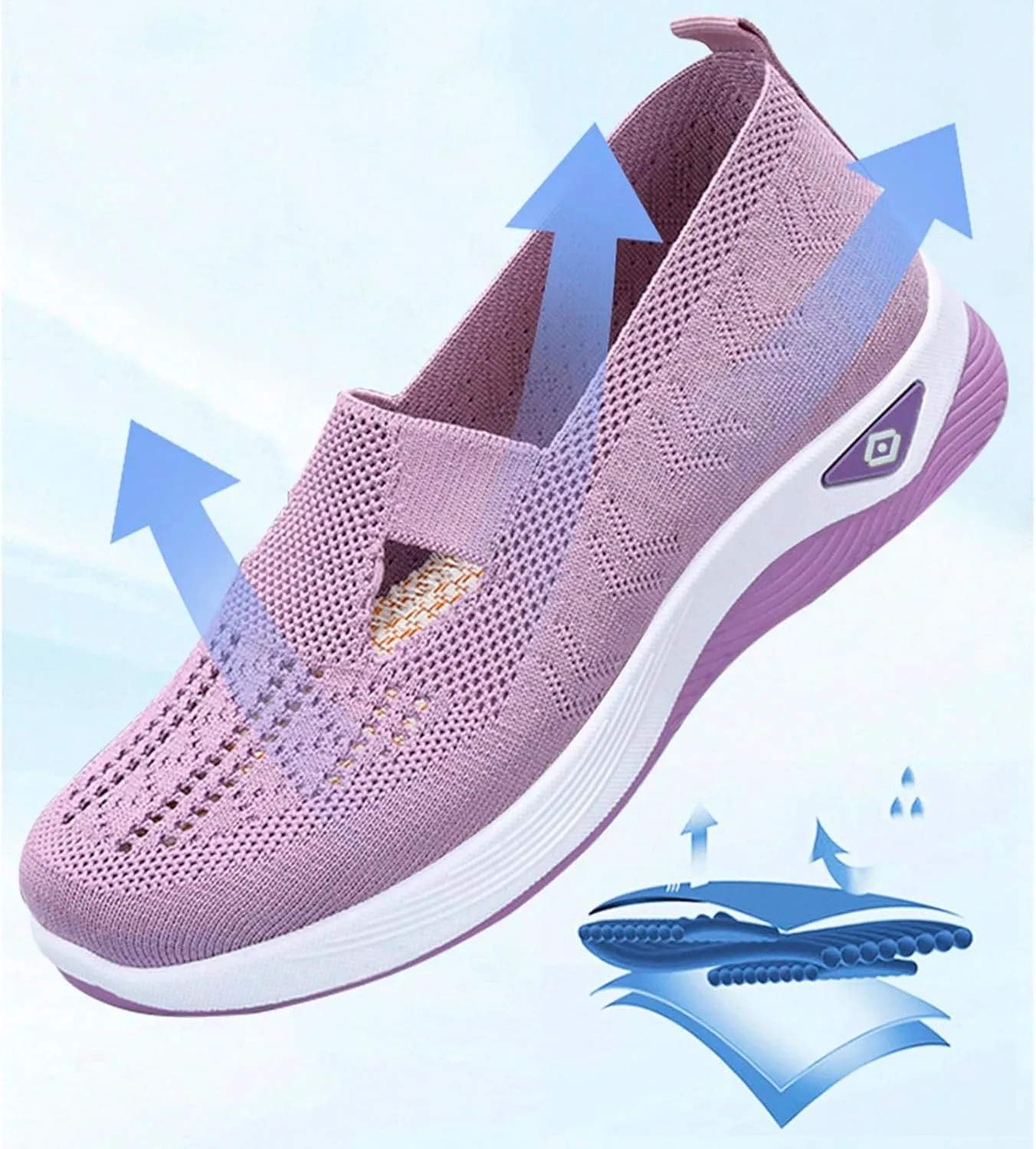Women's Orthopedic Shoes Woven Wide Arch Support Slip-On Orthowalk Sneakers Casual Breathable Soft Anti-Skid Sports Footwear
