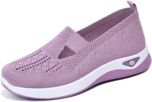 Women's Orthopedic Shoes Woven Wide Arch Support Slip-On Orthowalk Sneakers Casual Breathable Soft Anti-Skid Sports Footwear