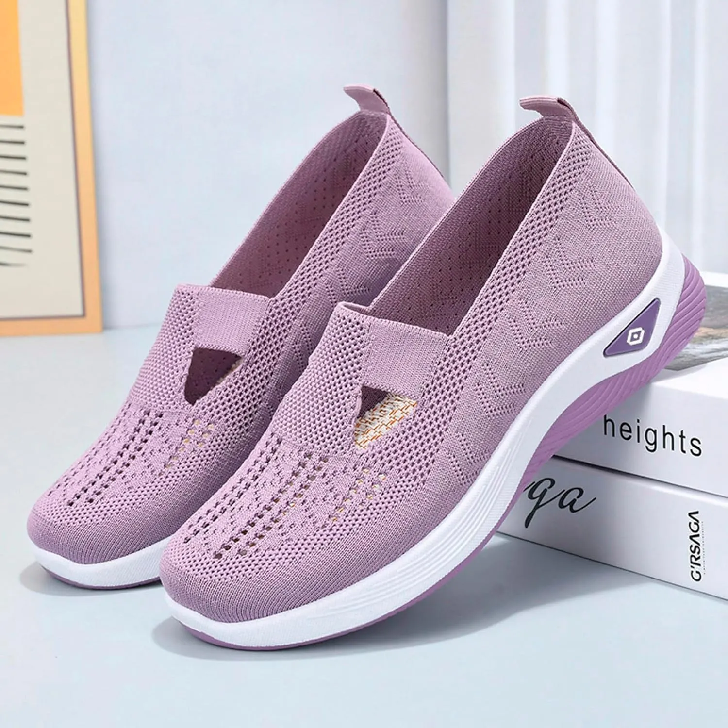 Women's Orthopedic Shoes Woven Wide Arch Support Slip-On Orthowalk Sneakers Casual Breathable Soft Anti-Skid Sports Footwear