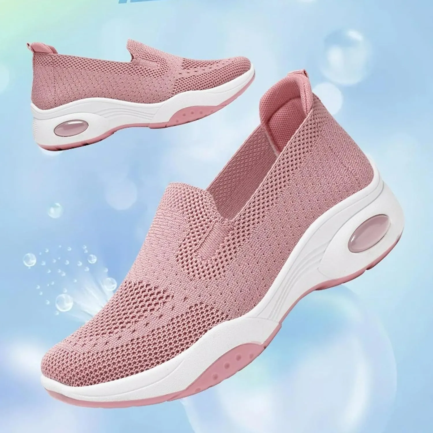 Womens Orthopedic Sneakers Air Cushion Slip On Sneakers Mesh Comfortable Athletic Running Walking Shoes with Arch Support Lightweight Low Top Diabetes Shoes Casual All-Day Comfort Wide Width Loafers