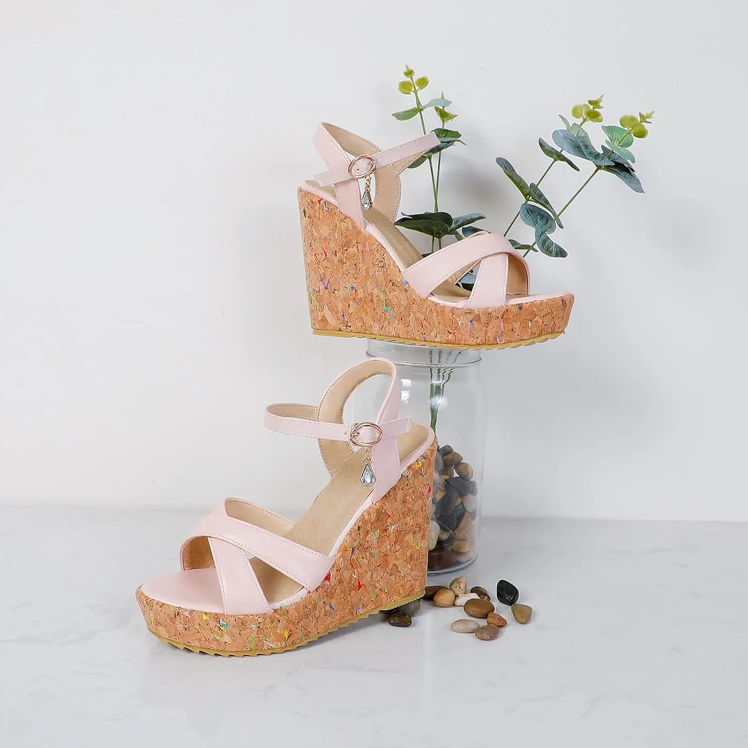 Womens Peep Toe Platform Wedge Gladiator Sandals