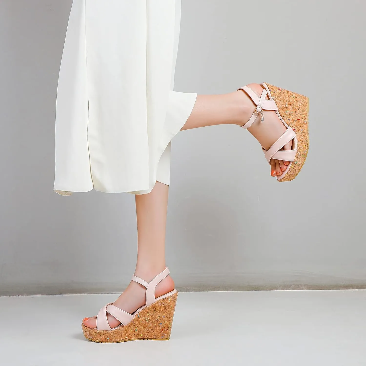 Womens Peep Toe Platform Wedge Gladiator Sandals