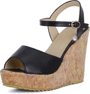 Womens Peep Toe Platform Wedge Gladiator Sandals