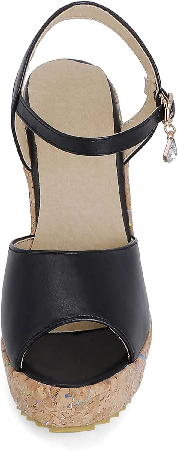 Womens Peep Toe Platform Wedge Gladiator Sandals