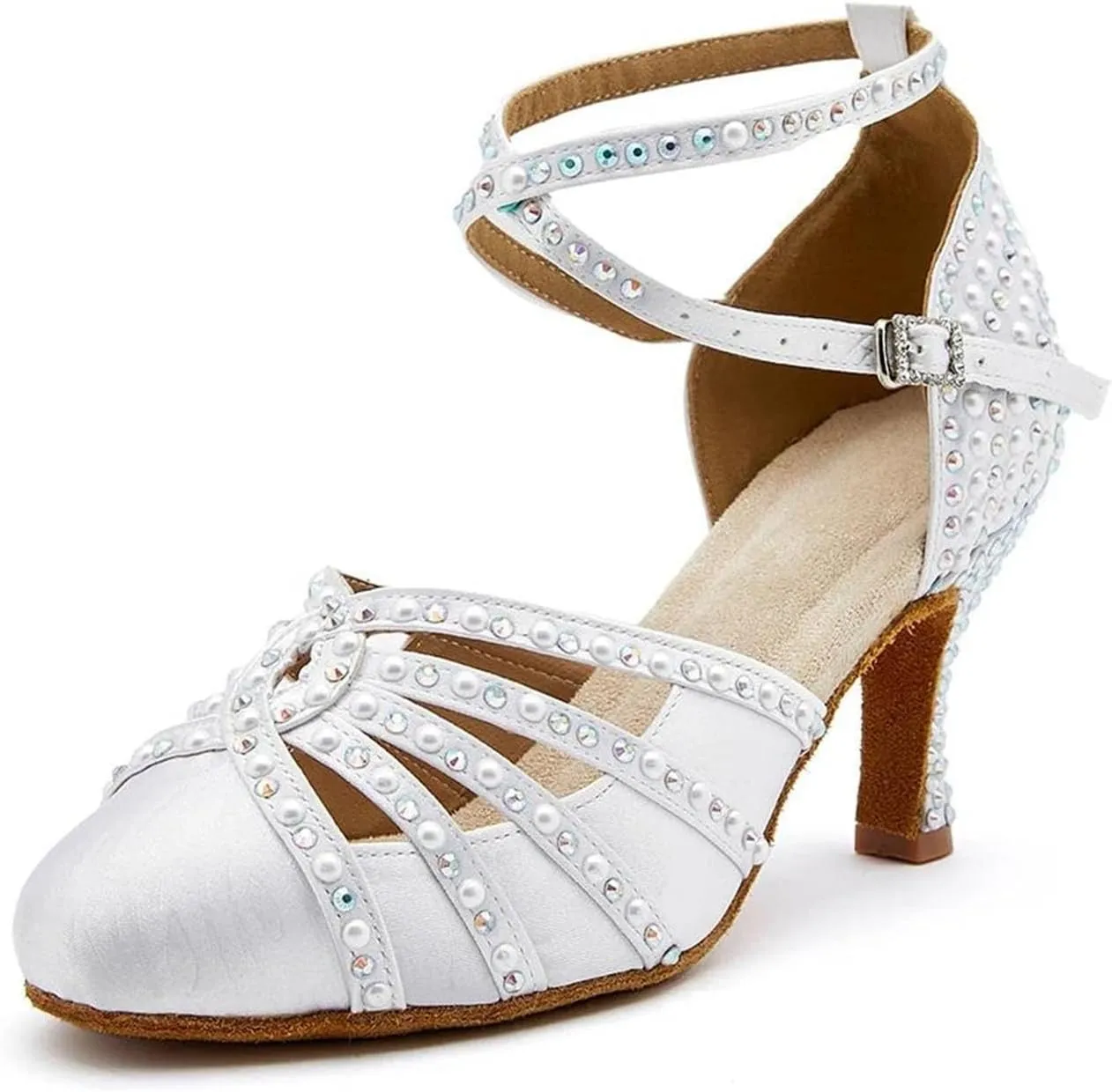 Women's Professional Latin Dance Shoes - Soft Soled Salsa Modern Ballroom Sandals, 5CM/2Inch Heel Height