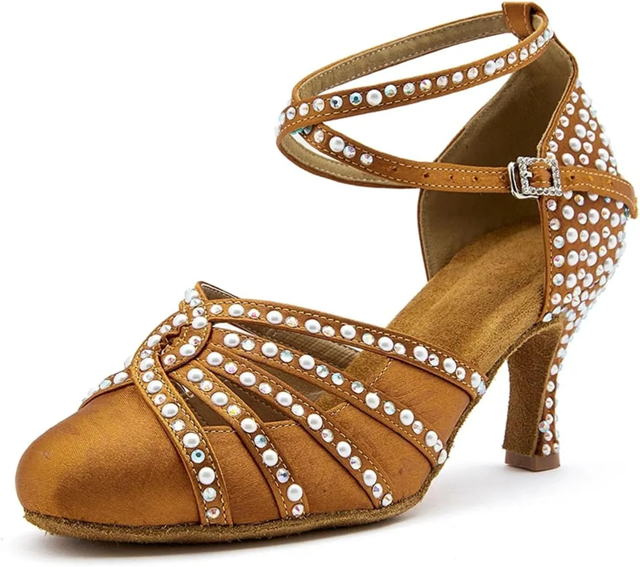Women's Professional Latin Dance Shoes - Soft Soled Salsa Modern Ballroom Sandals, 5CM/2Inch Heel Height