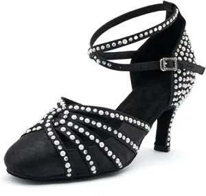 Women's Professional Latin Dance Shoes - Soft Soled Salsa Modern Ballroom Sandals, 5CM/2Inch Heel Height
