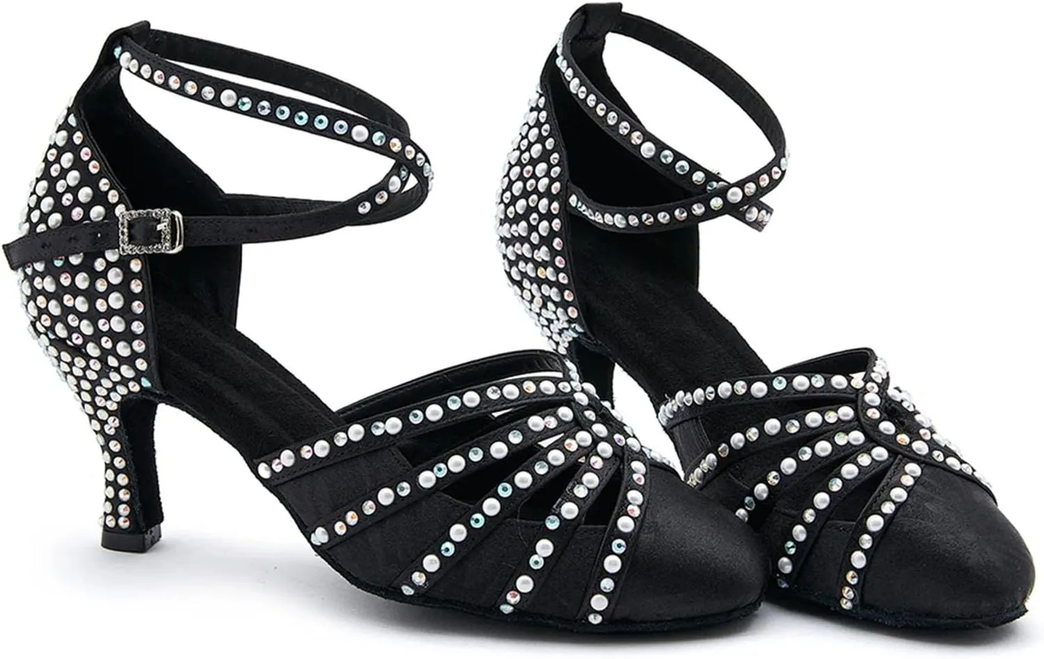 Women's Professional Latin Dance Shoes - Soft Soled Salsa Modern Ballroom Sandals, 5CM/2Inch Heel Height