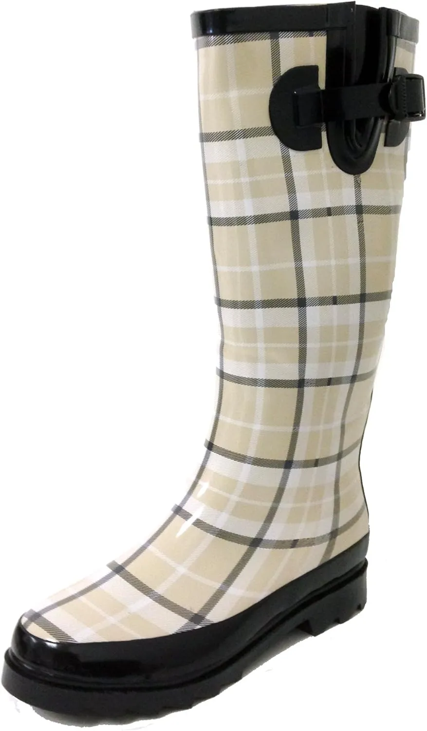 Women's Rain Boots Adjustable Buckle Fashion Mid Calf Wellies Rubber Knee High Snow Multiple Styles