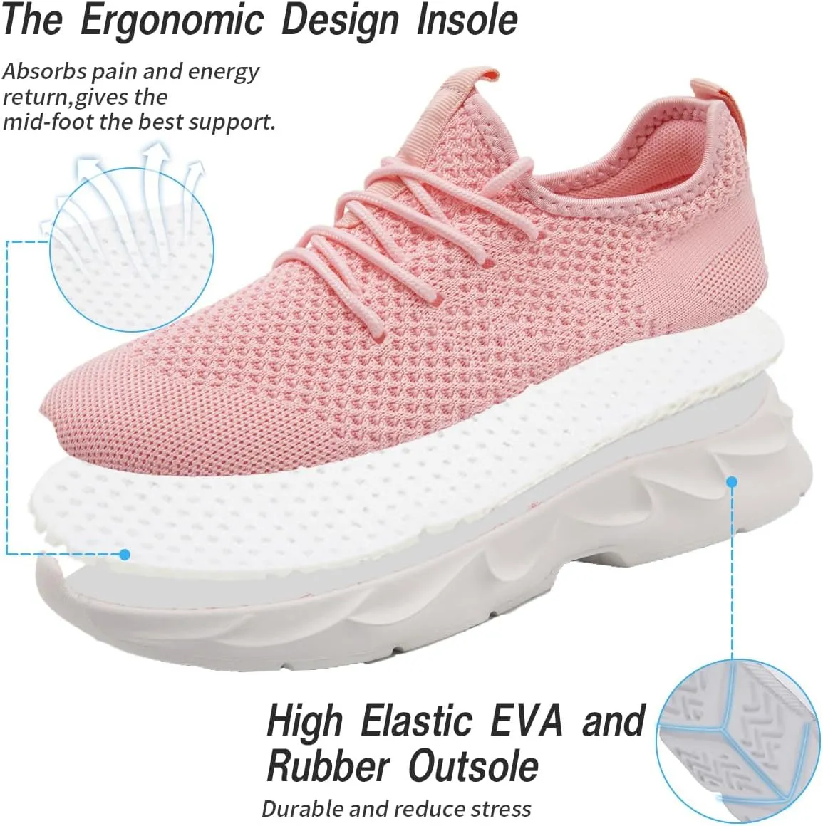 Womens Running Shoes Lightweight Breathable No Slip Sneakers Gym Athletic Workout Casual Sports Walking Tennis Shoes