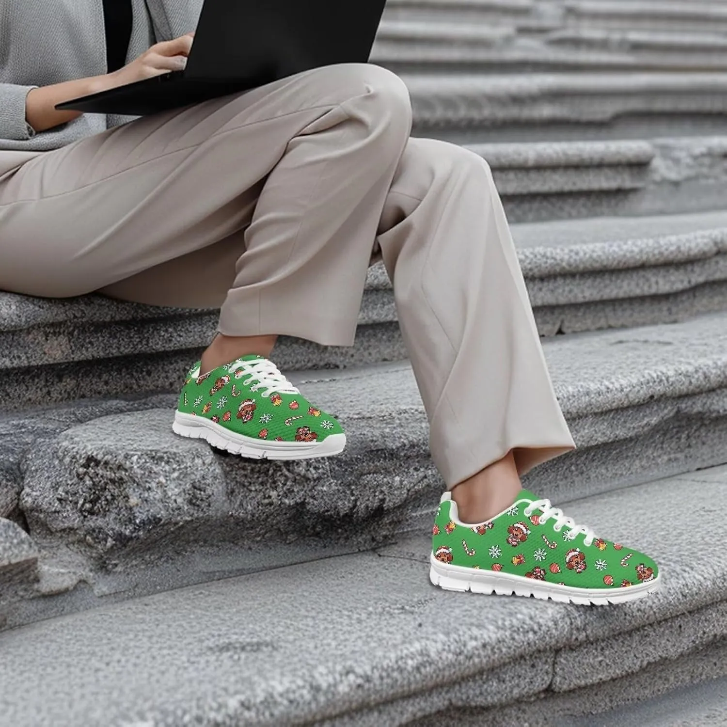 Women's Running Shoes Lightweight Non Slip Sports Tennis Shoes Breathable Mesh Athletic Sneakers Walking Shoe White Sole US 5-12